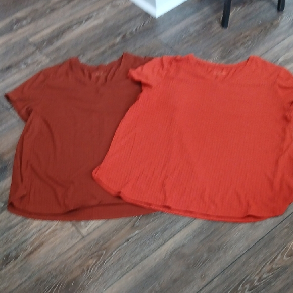 Cuddl Duds Women's Size 2X Short Sleeve Tops - Rust and Orange - Picture 1 of 2